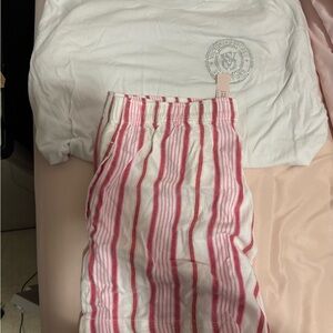 Victoria's Secret Pink & White Striped Pull-On Pajama Bottoms